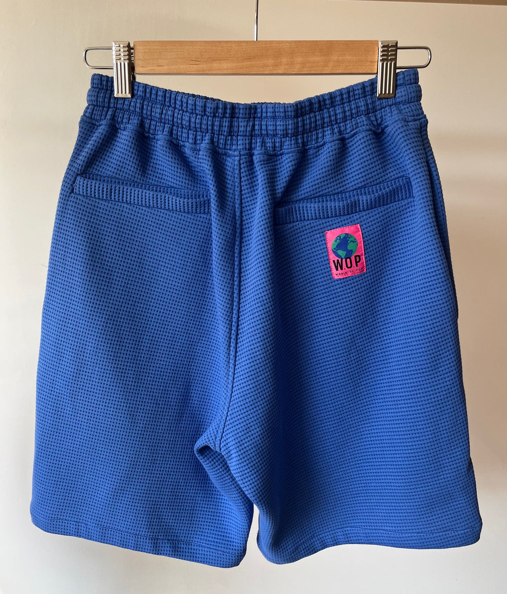 Short bleu coton organique unisexe