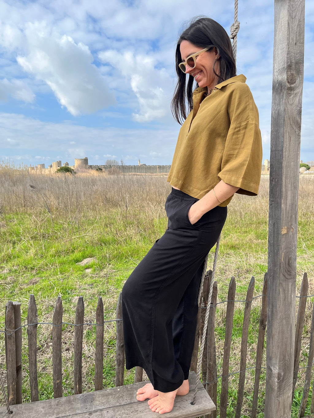 pantalon lyocell noir