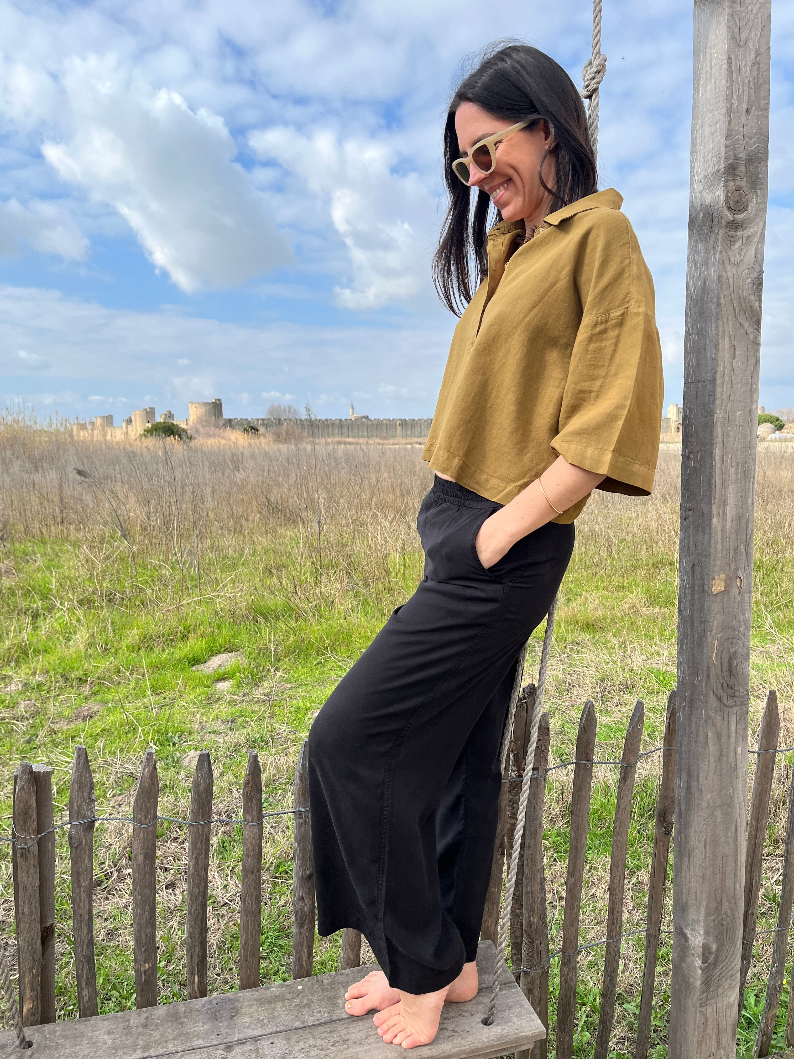 pantalon lyocell noir