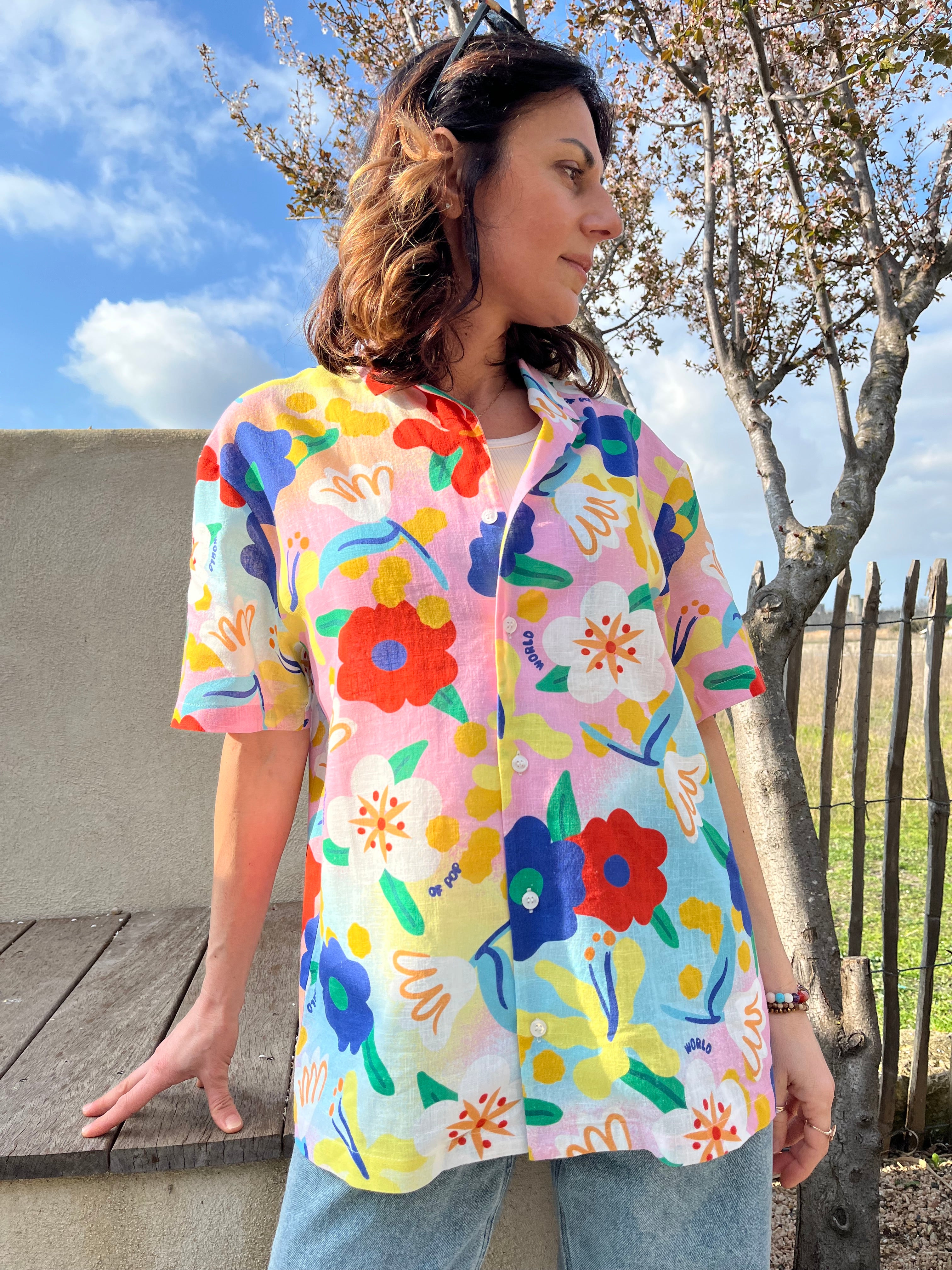 Chemise Flower power en lin