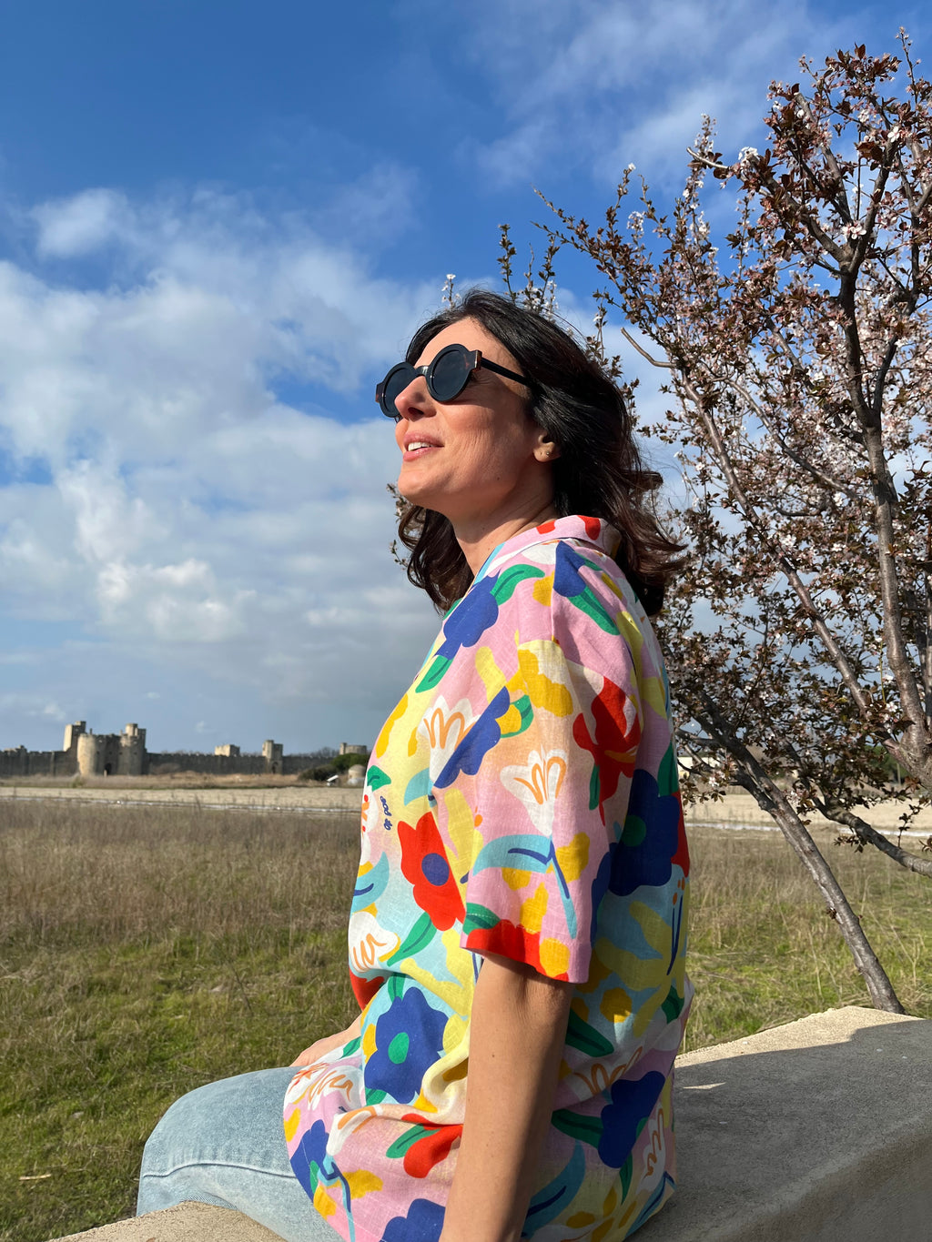 Chemise Flower power en lin