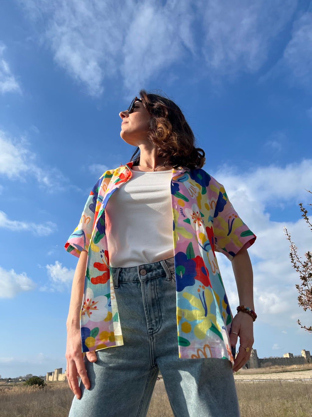 Chemise Flower power en lin