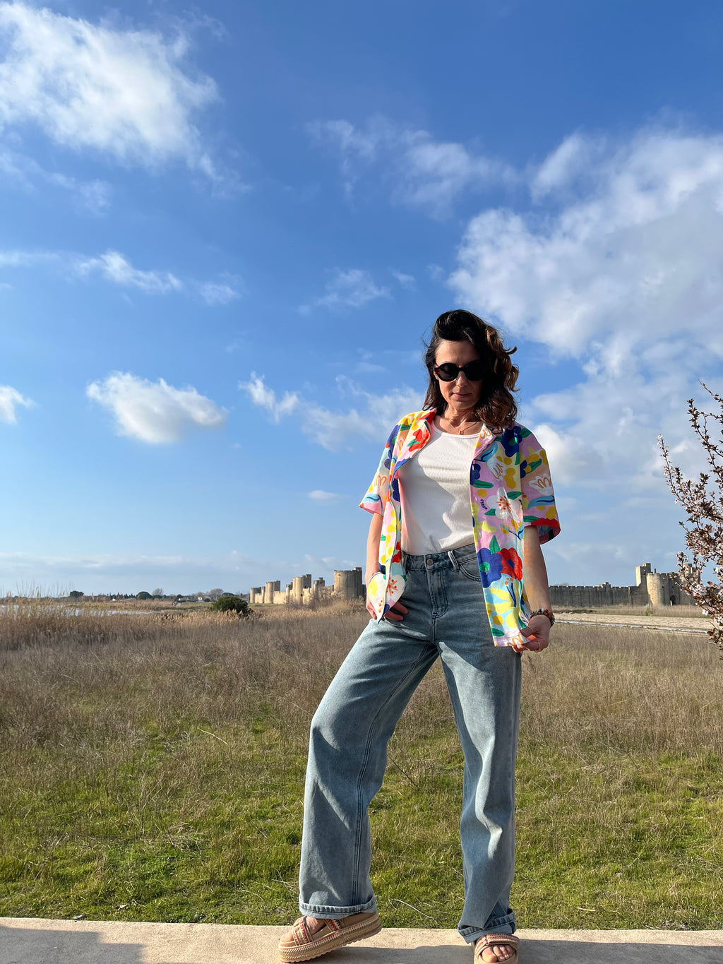 Chemise Flower power en lin