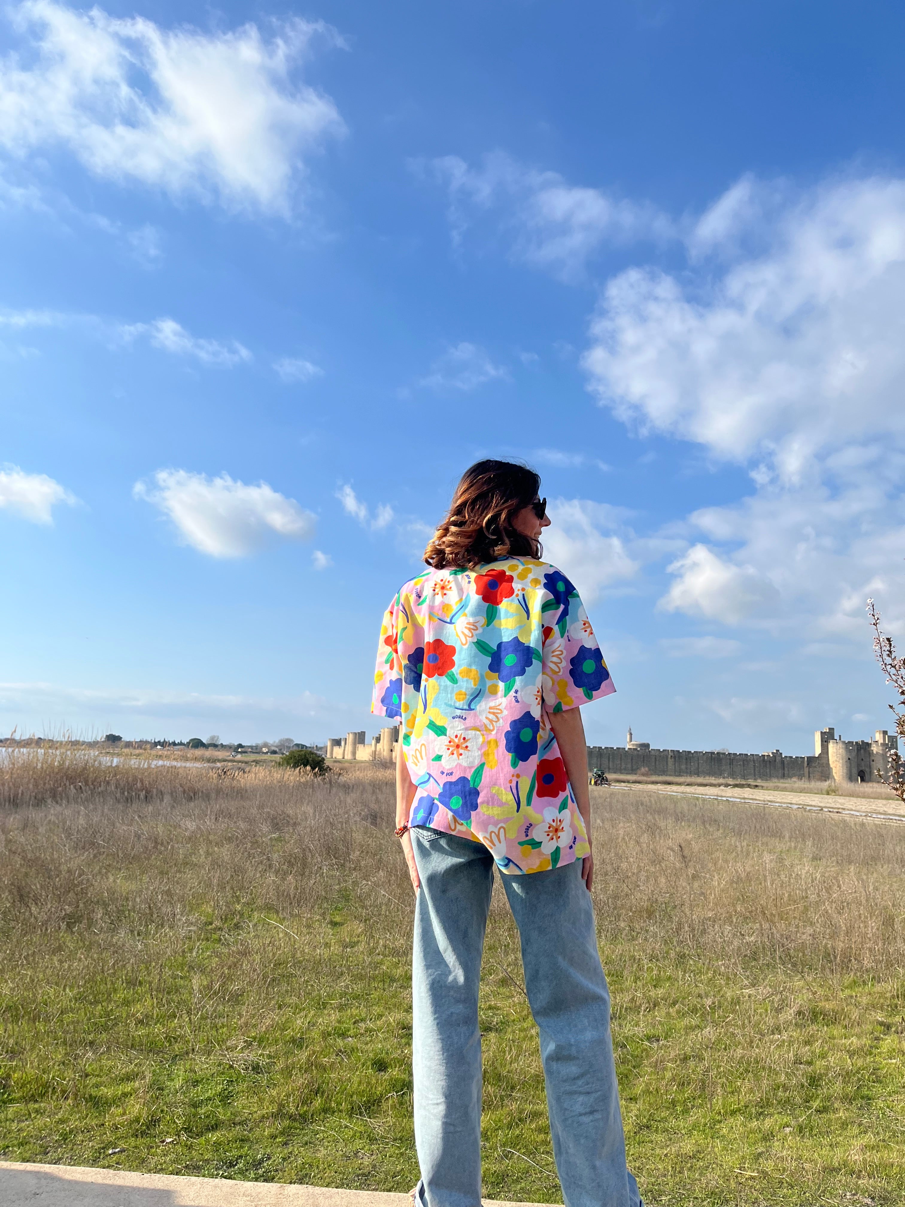 Chemise Flower power en lin
