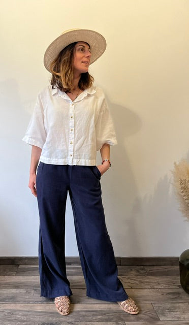 pantalon lyocell marine