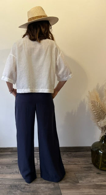 pantalon lyocell marine