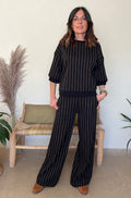Pantalon noir rayé