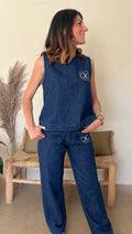 Jean denim fleur