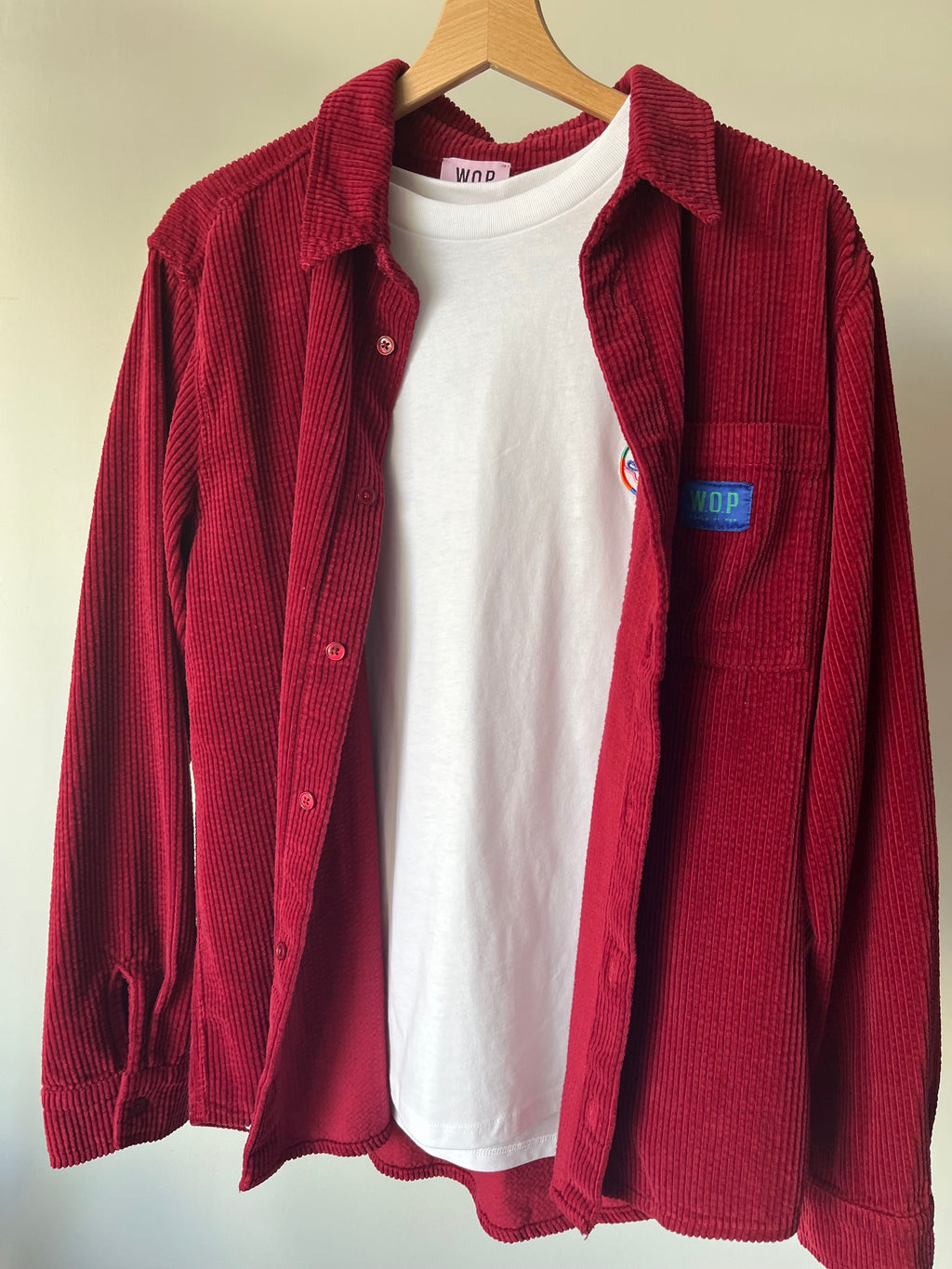 Chemise velours côtelé bordeaux