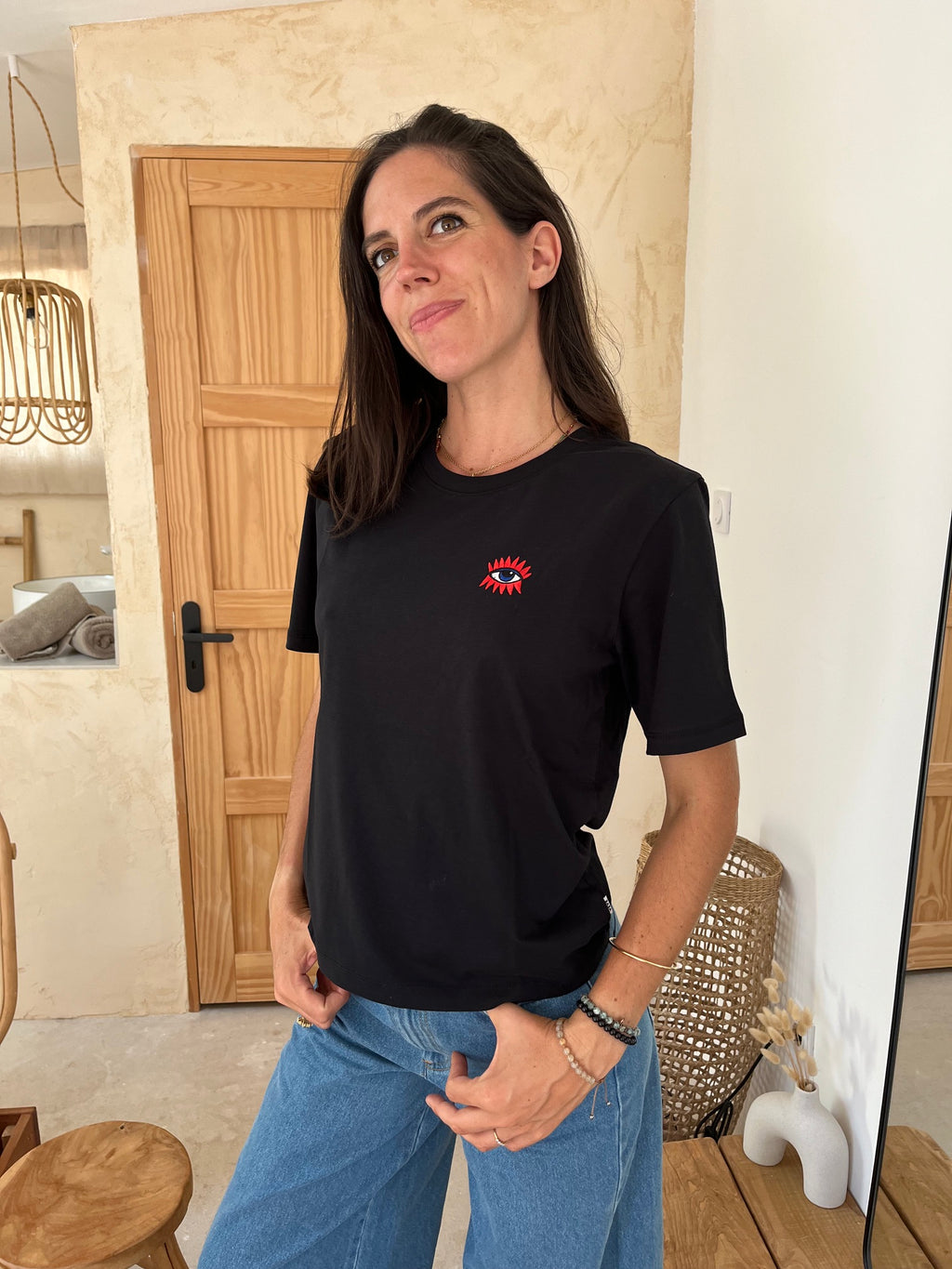 T-shirt noir oeil