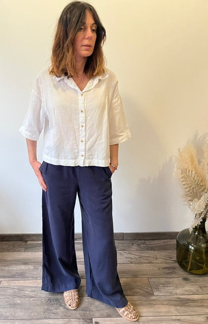 pantalon lyocell marine