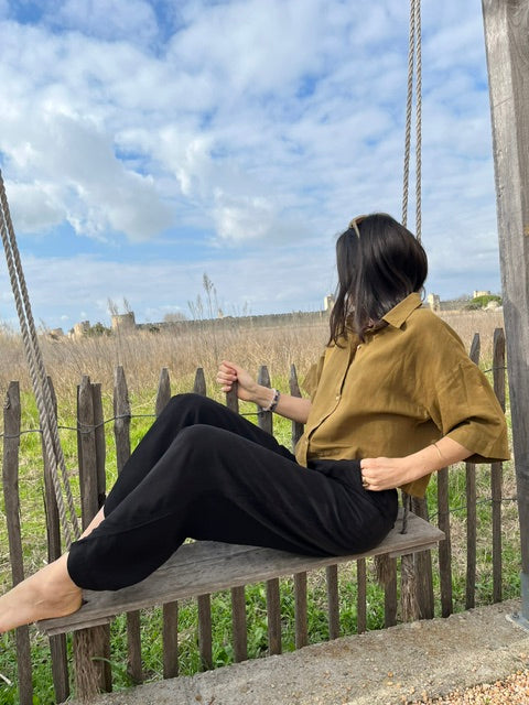 pantalon lyocell noir