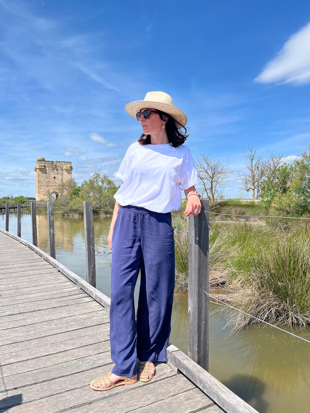 pantalon lyocell marine