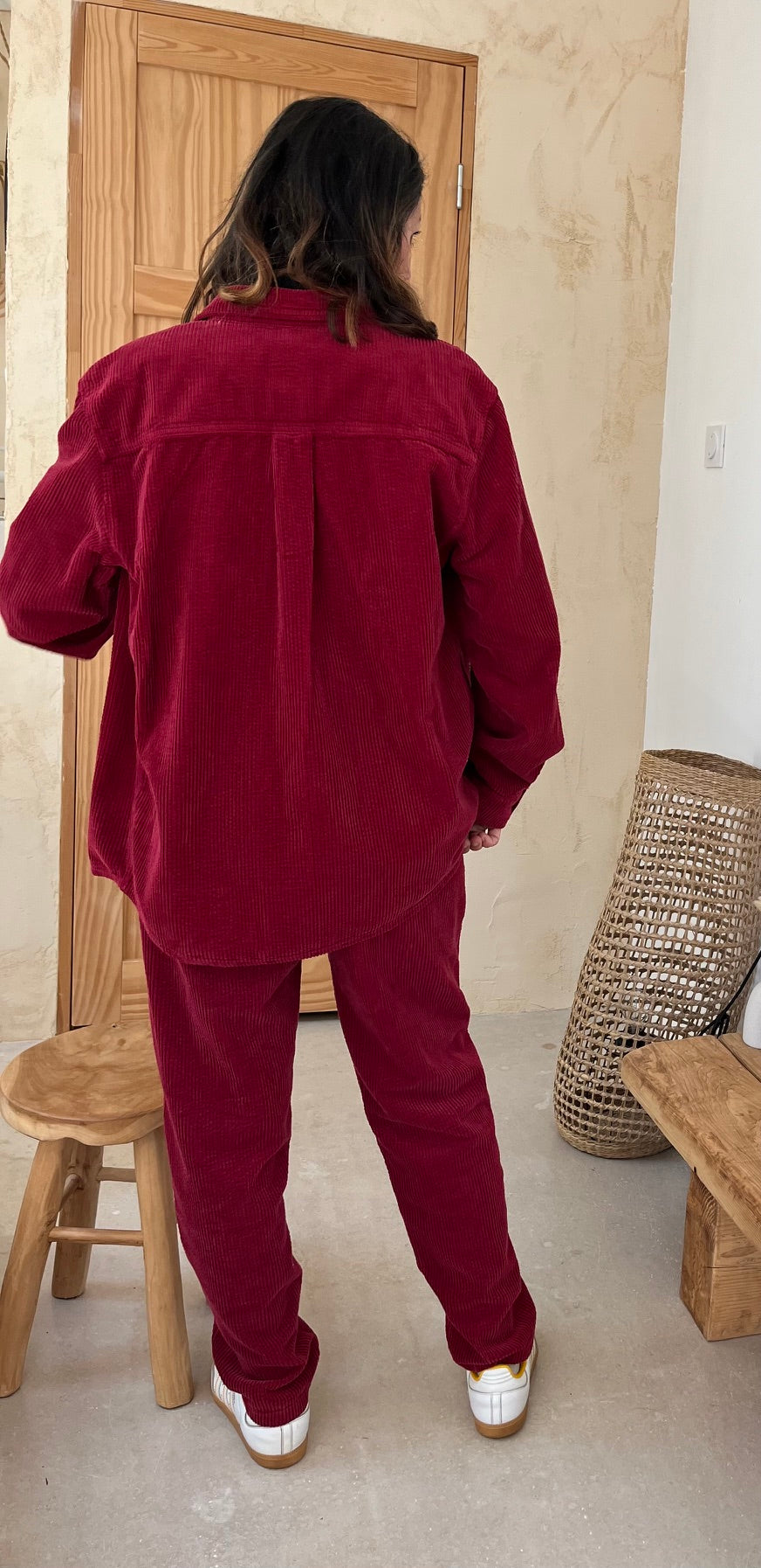 Pantalon velours côtelé bordeaux
