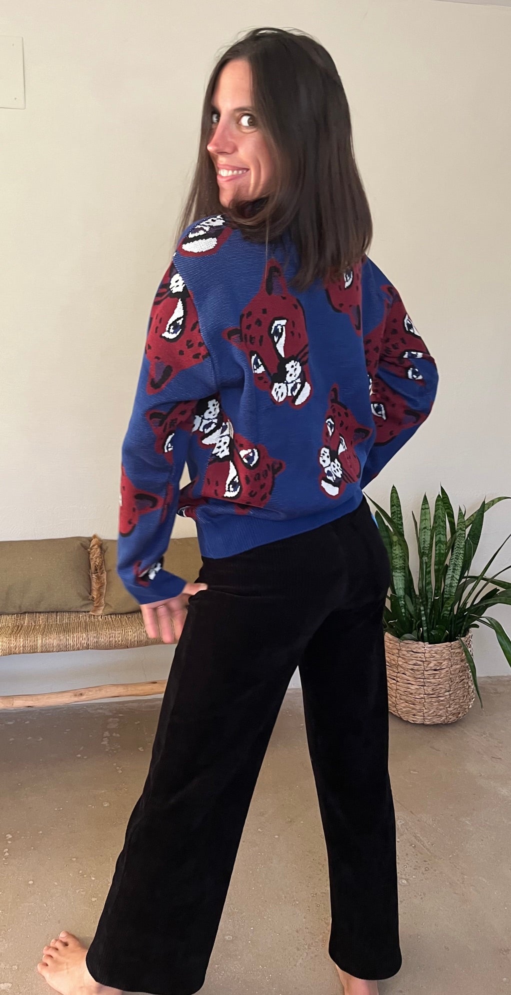 Pull panthère en coton