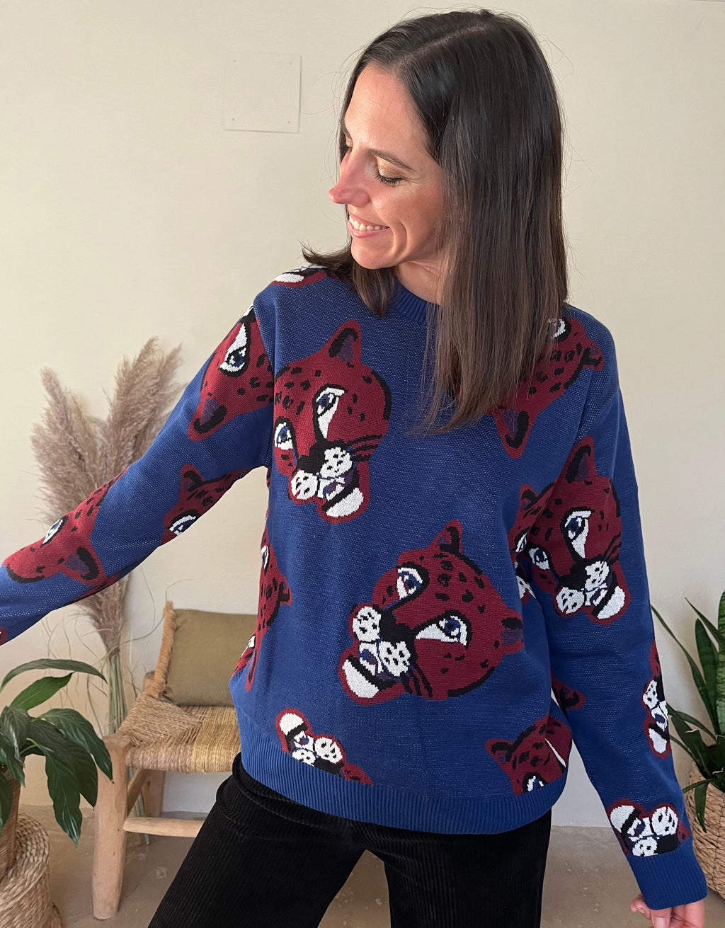 Pull panthère en coton
