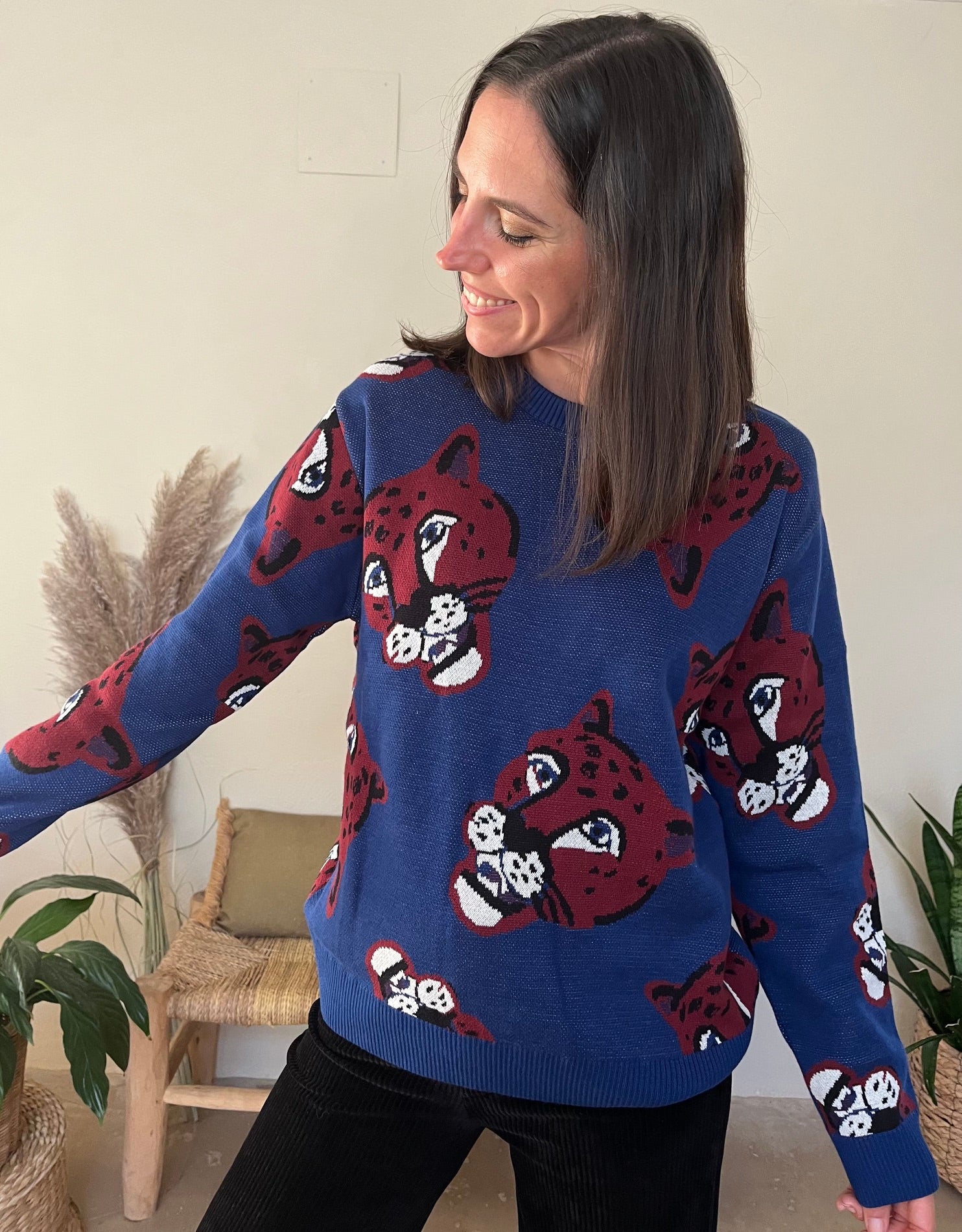 Pull panthère en coton