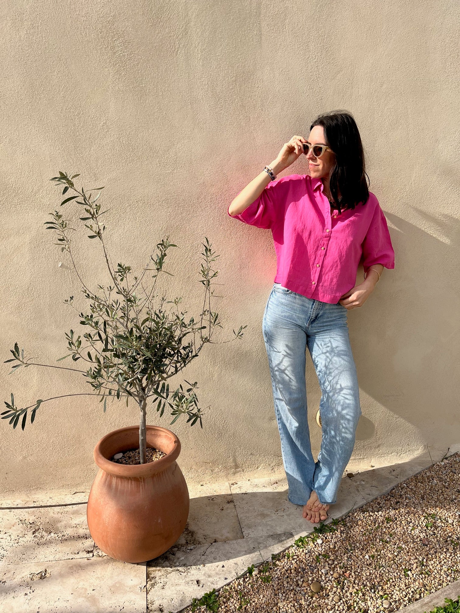 chemise bonbon coton et lin