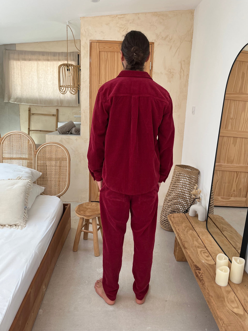 Chemise velours côtelé bordeaux