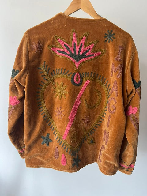 Veste brodée marron