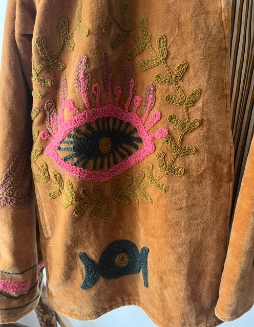 Veste brodée marron