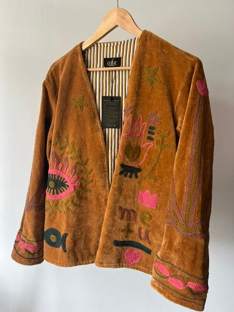 Veste brodée marron