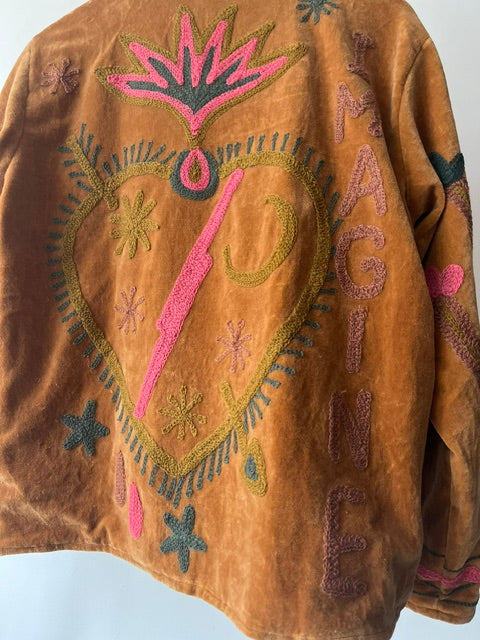 Veste brodée marron