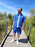 Short bleu coton organique unisexe